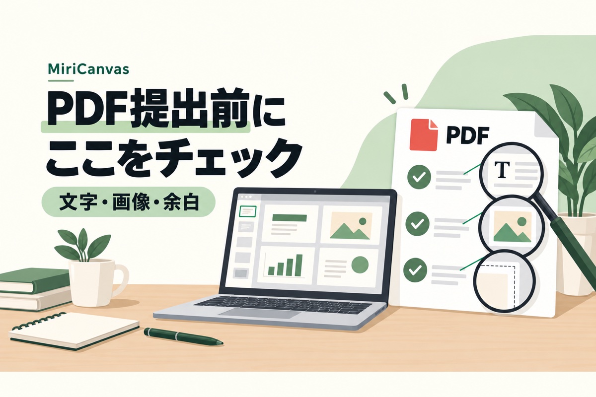 MiriCanvasのスライドをPDFにする前に|文字・画像・余白の提出前チェック